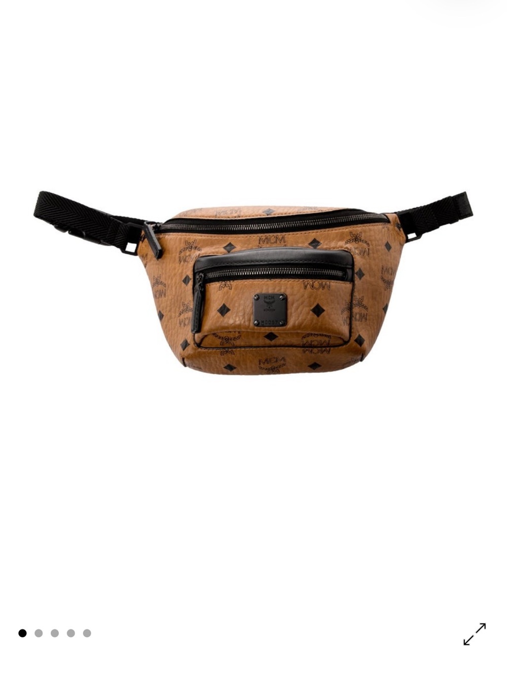 MCM Cognac Visetos Logo Belt Bag with Black Accents